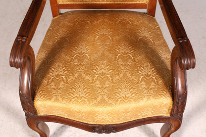 G047 Finish Edler Chippendale Armlehnsessel Barock Stil Sessel Armchair Samt Stoff Sessel