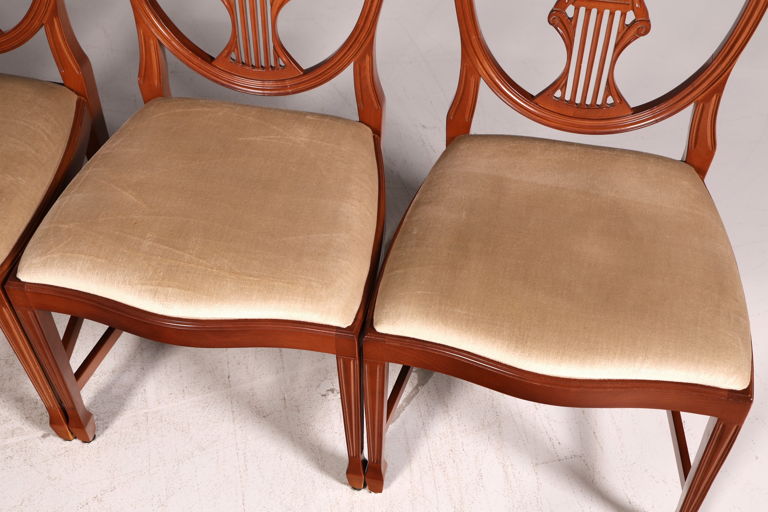 Edles 4x Englische Stühle Set Hepplewhite Stil Dining Chairs Antik Esszimmerstühle Küchenstühle Stuhlset Vintage