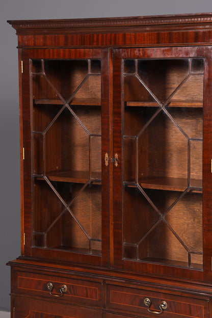 Wunderschöne Englische Vitrine Mahagoni Bibliothek Bücherschrank Buffet Schrank 60er Glasvitrine Vintage