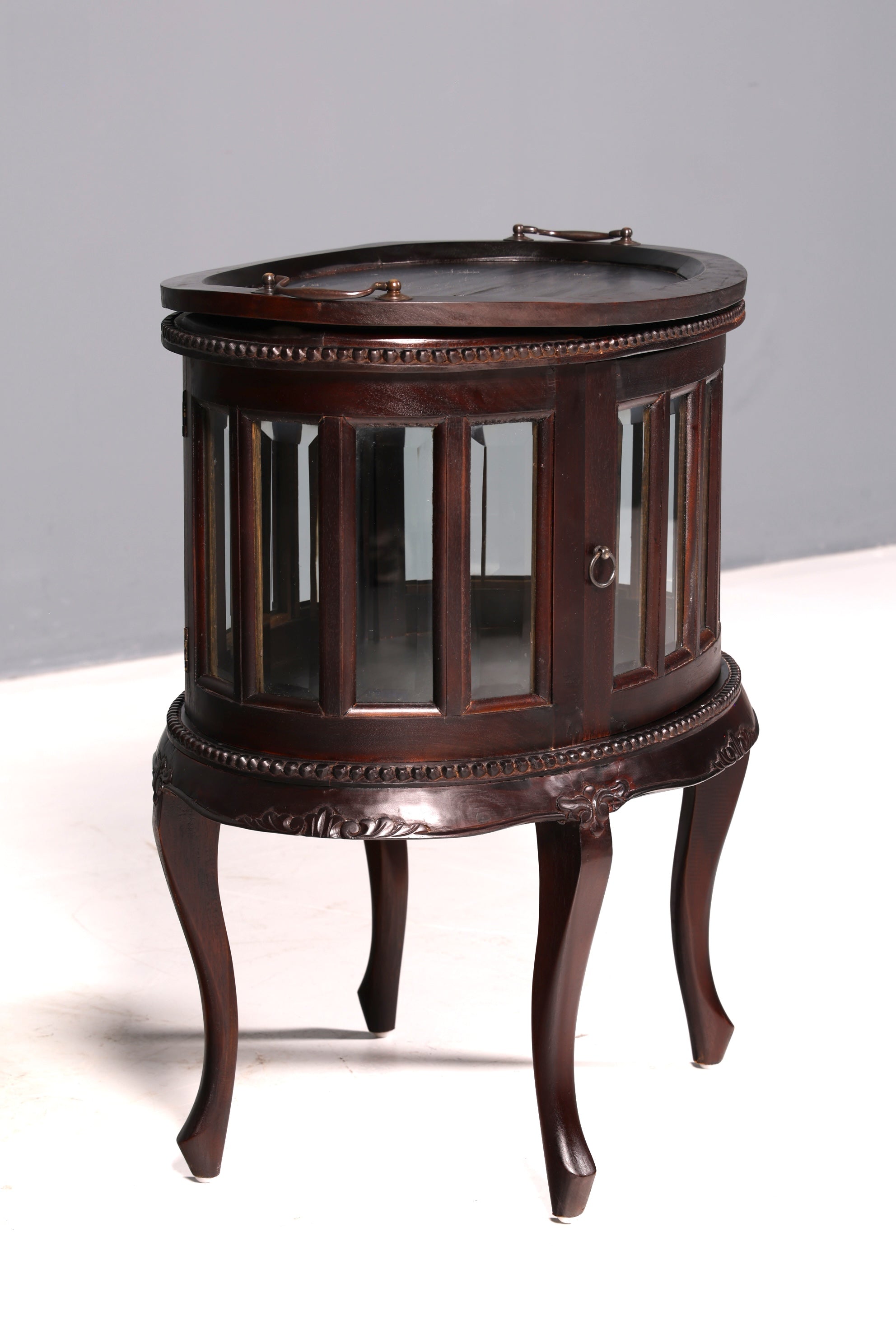 Wunderschöner filigraner Chippendale Barschrank Echt Holz Teeschrank Jugendstil Vitrine Bar Cabinet Vintage