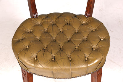Magnifique fauteuil Chesterfield, chaise secrétaire Anno Dom, chaise de cuisine anglaise en cuir véritable, 4 sur 4
