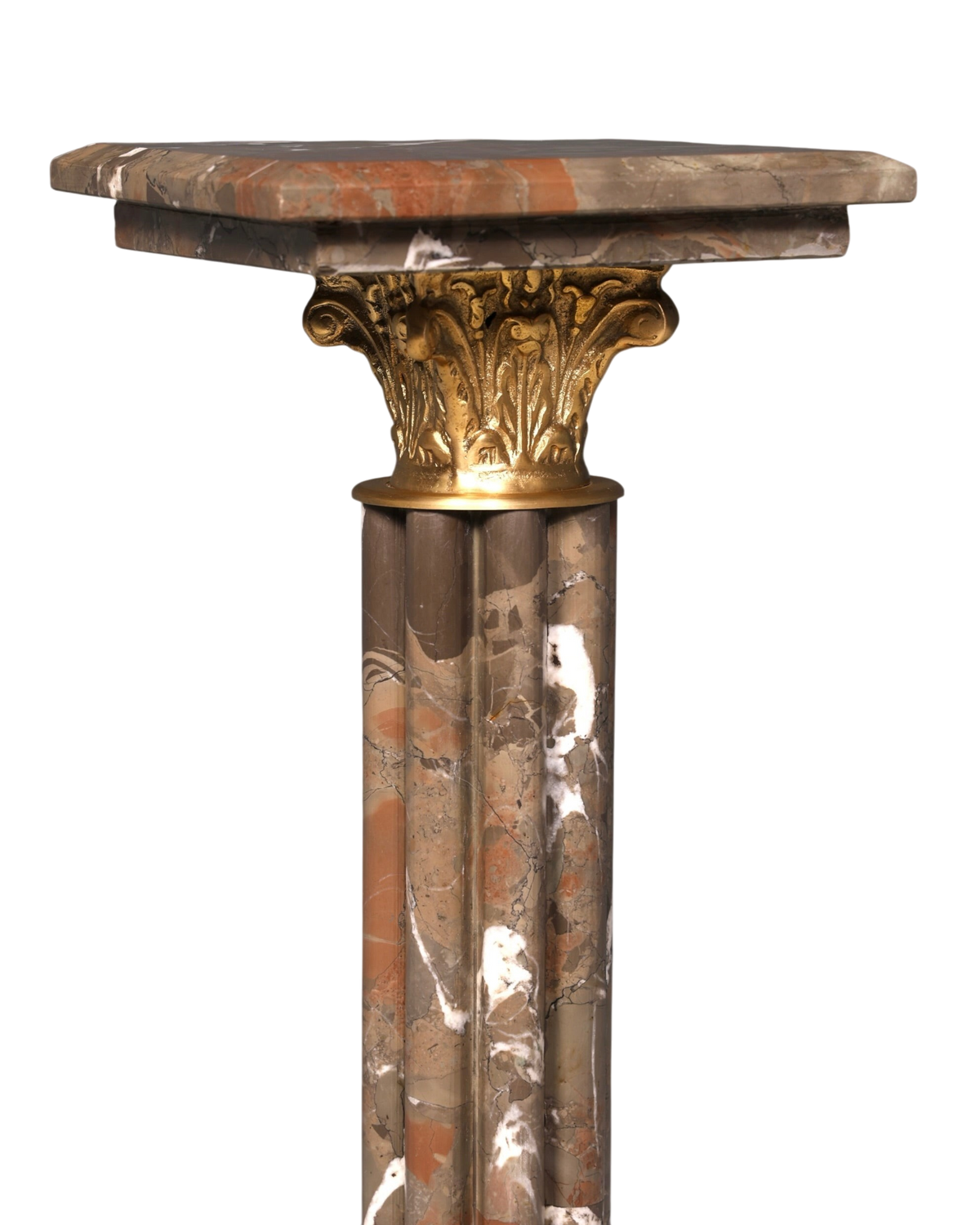 Hauptstadt Möblerei Säule H901 aus mehrfarbigem Marmor mit goldenem Kapitell im antiken Stil