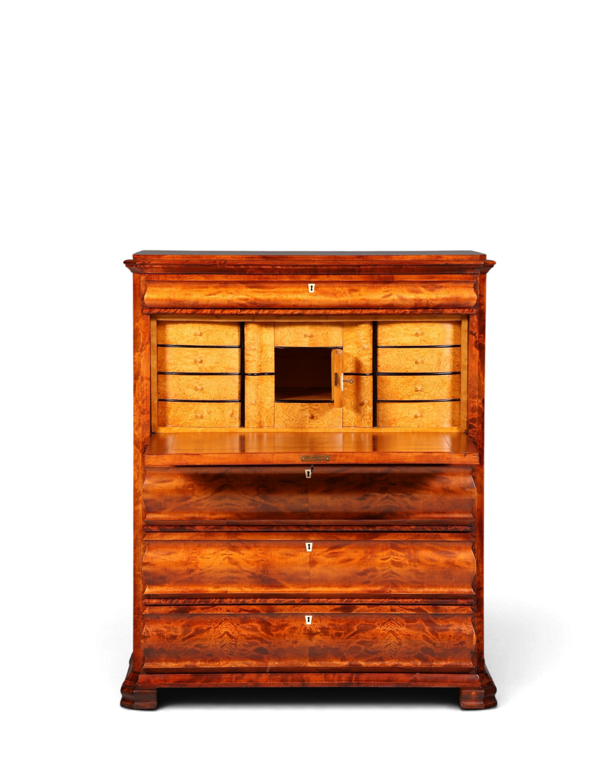 Hauptstadt Möblerei Biedermeier Sekretär aus Echtholz mit aufklappbarer Schreibfläche und vielen kleinen Schubladen