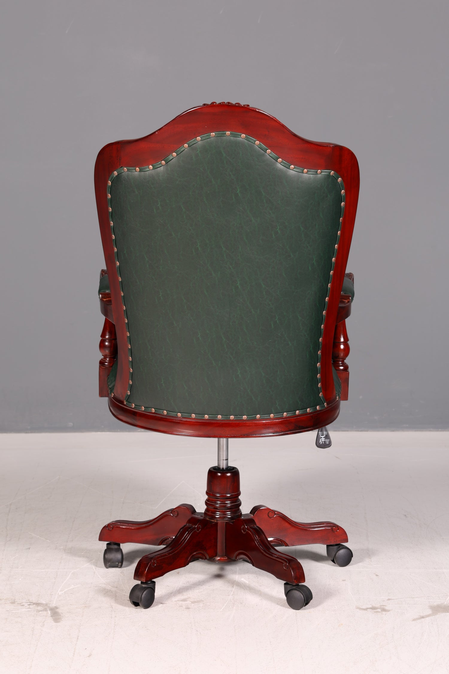 Edler Chesterfield Chefsessel Bürostuhl Grün Mahagoni Schreibtischstuhl Drehstuhl Englisch Vintage