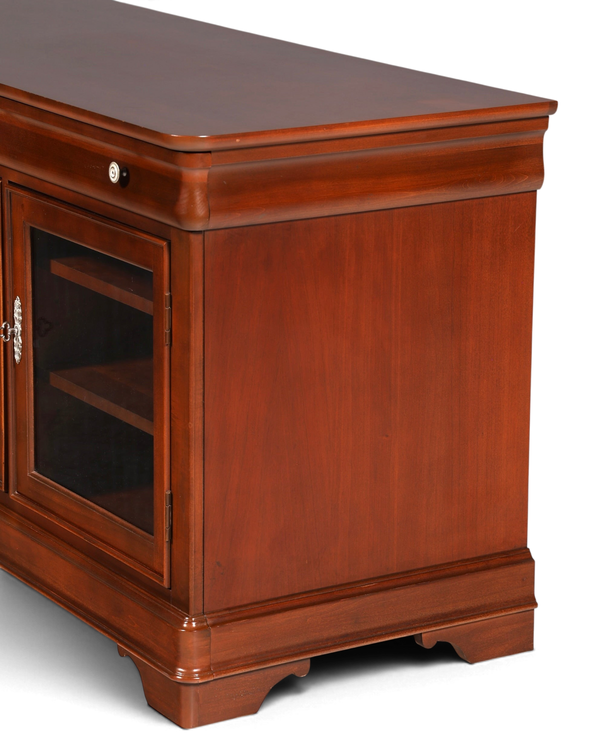 Hauptstadt Möblerei H887 Sideboard aus dunklem Holz mit Glasfront und klassischem Design