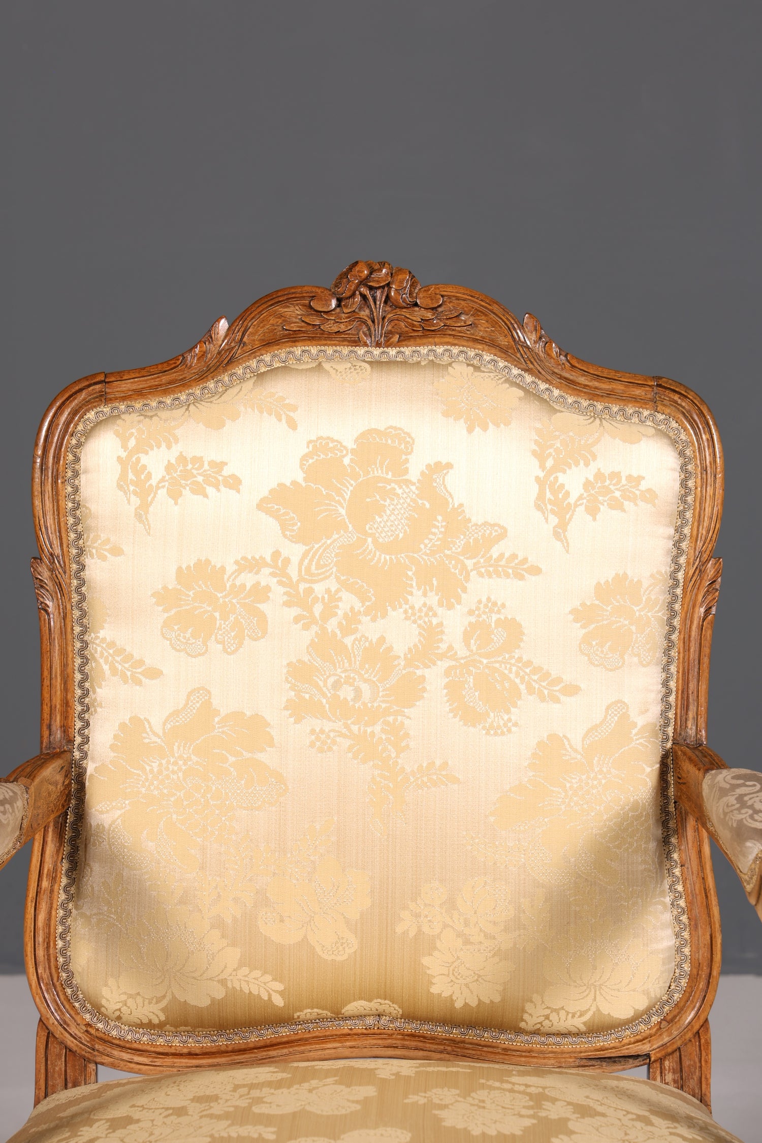 Original Barock Sessel Fauteuil Armlehnstuhl Chippendale Antik Mitte 19. Jh. Sekretär Stuhl Stoff Sessel