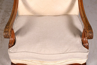 Élégant fauteuil Louis Philippe à accoudoirs de l’époque Gründerzeit, fauteuil ancien rembourré, 1 sur 2