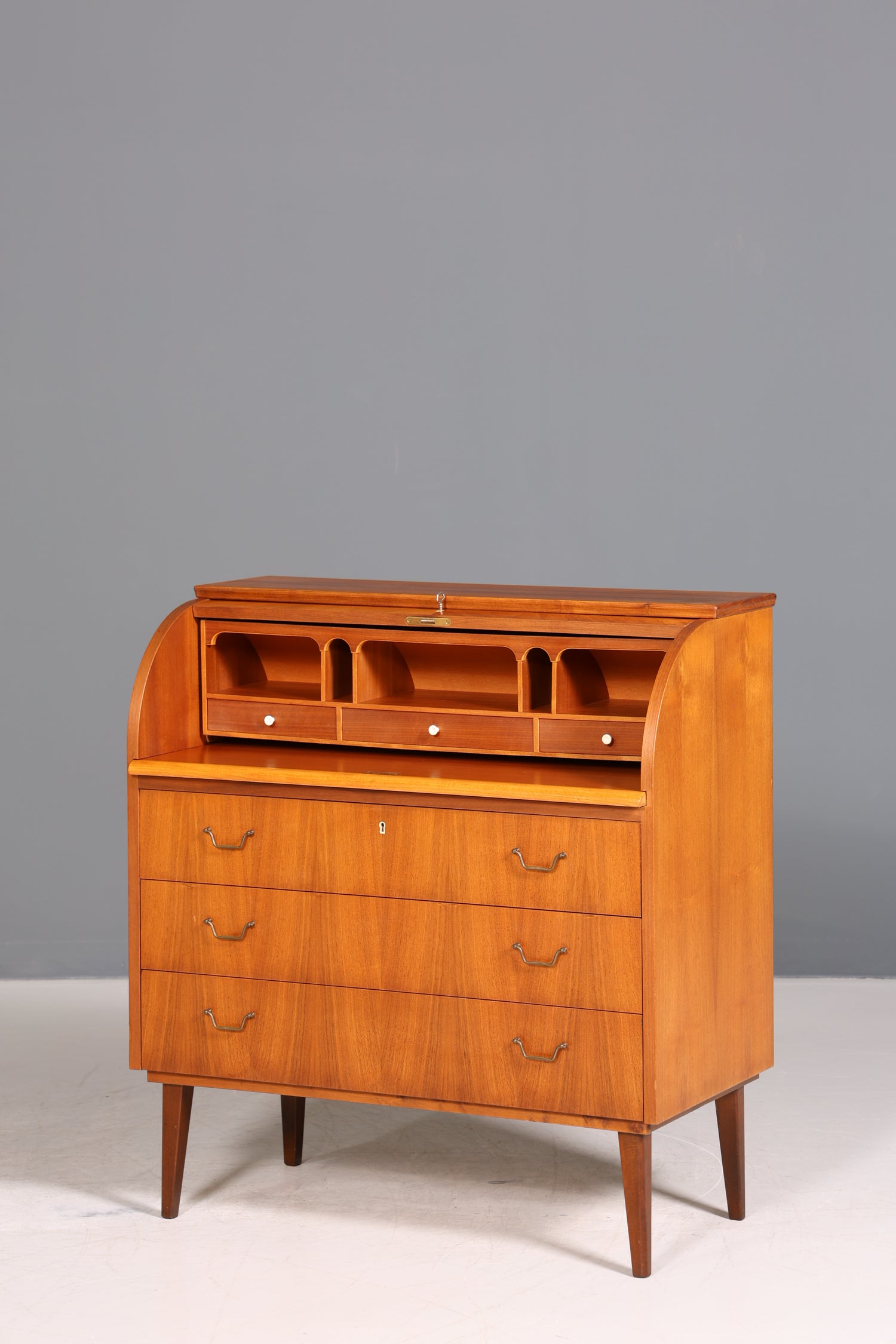 Traumhafter Mid Century Rollladen Sekretär echt Holz Büro Schrank Vintage Schreibkommode