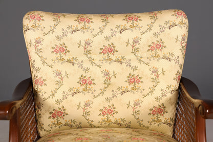Traumhafter Chippendale Sessel Antik 60s Korbgeflecht Relax Sessel Vintage Samt Stoff 2 von 2