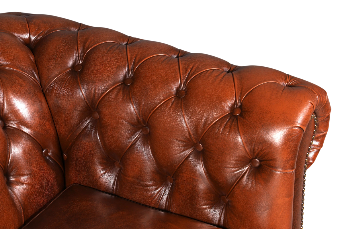 G118 Finish Wunderschönes Original Chesterfield 2er Sofa Englisch Oxblood Leder 2- Sitzer Couch