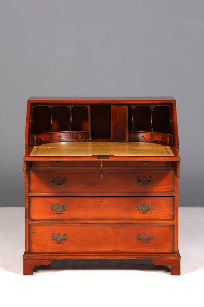Magnifique secrétaire anglais, bureau, plateau en cuir véritable, table d&