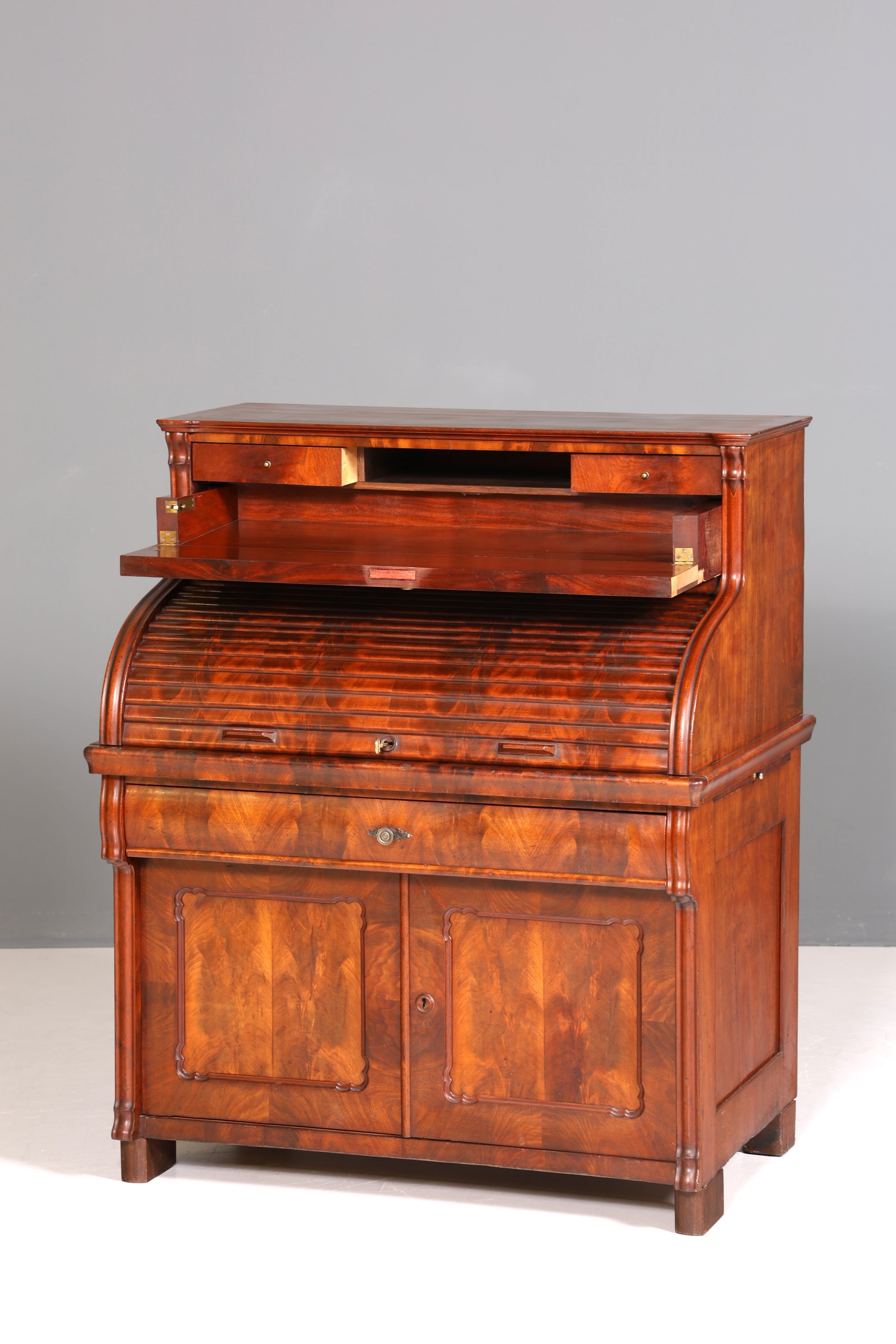 Beeindruckender Louis Philippe Sekretär Antik Rollladen Sekretär Nussbaum Schreibtisch Aufsatzsekretär