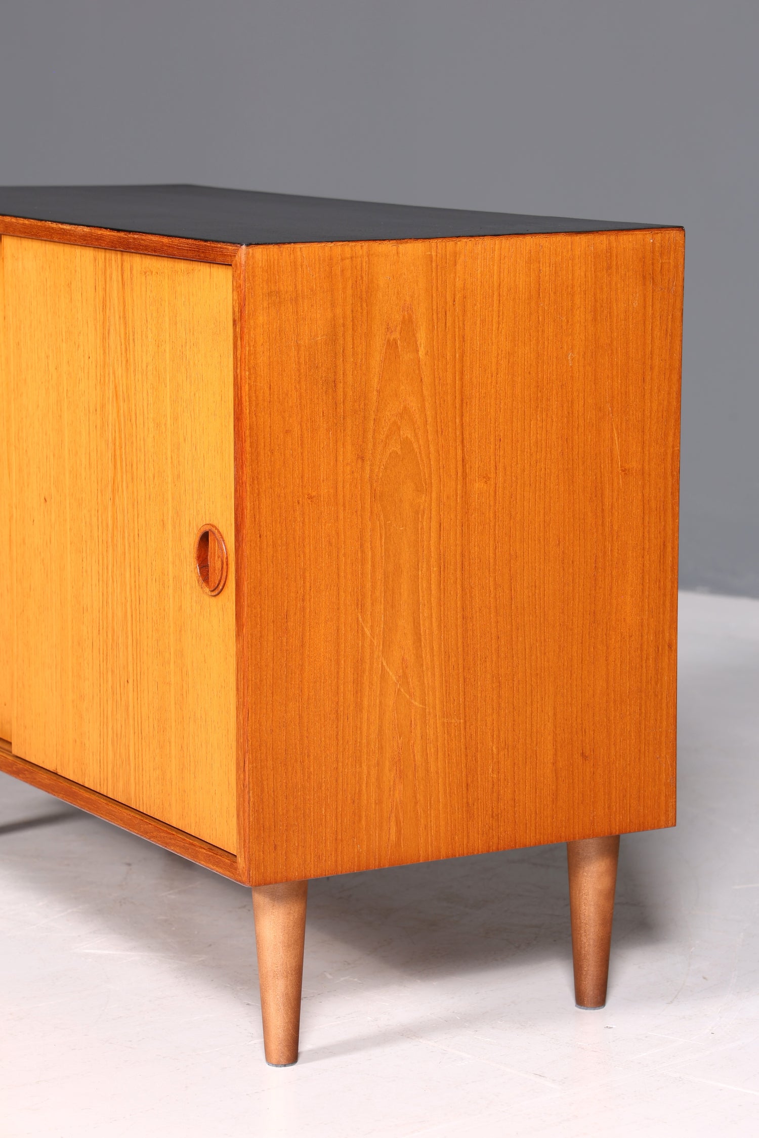 Meuble de style mid-century en teck avec portes coulissantes, commode, buffet, meuble d&
