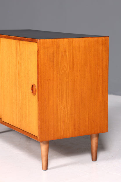 Meuble de style mid-century en teck avec portes coulissantes, commode, buffet, meuble d&