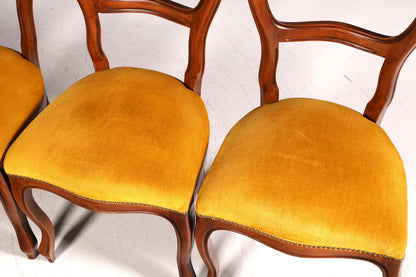 Edle 4x Louis Philippe Stühle Set um 1880 Antik Biedermeier Nussbaum Esszimmerstühle Polsterstühle Sekretär Stühle Vintage