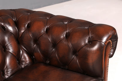 Magnifique canapé Chesterfield Centurion original, 3 places, en cuir véritable, canapé anglais capitonné en cuir