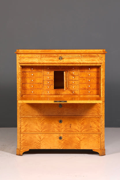 Impressionnant secrétaire Biedermeier, chiffonnier, commode antique, meuble de bureau, commode à écrire, bahut haut.
