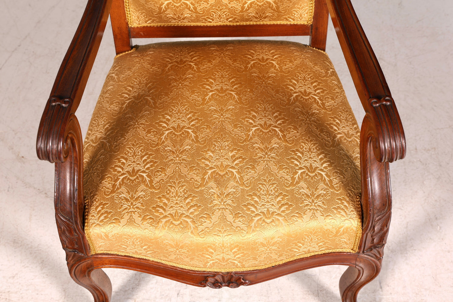 G040 Finish Edler Chippendale Armlehnsessel Barock Stil Sessel Armchair Samt Stoff Sessel