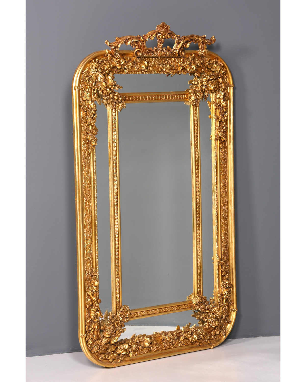 Aussergewöhnlicher Prunk Barock Stil Standspiegel Antik Stil Gold Ornament Flurspiegel Spiegel