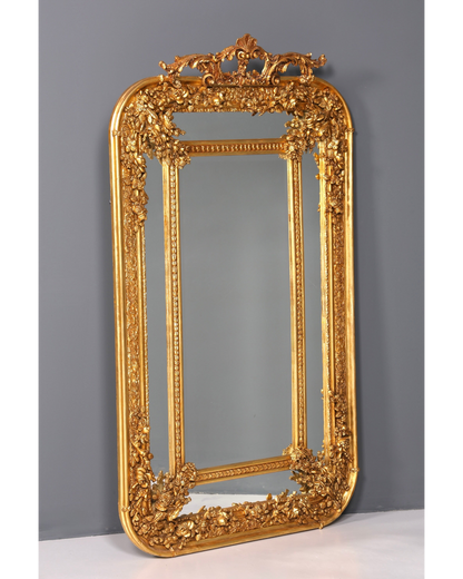 Aussergewöhnlicher Prunk Barock Stil Standspiegel Antik Stil Gold Ornament Flurspiegel Spiegel