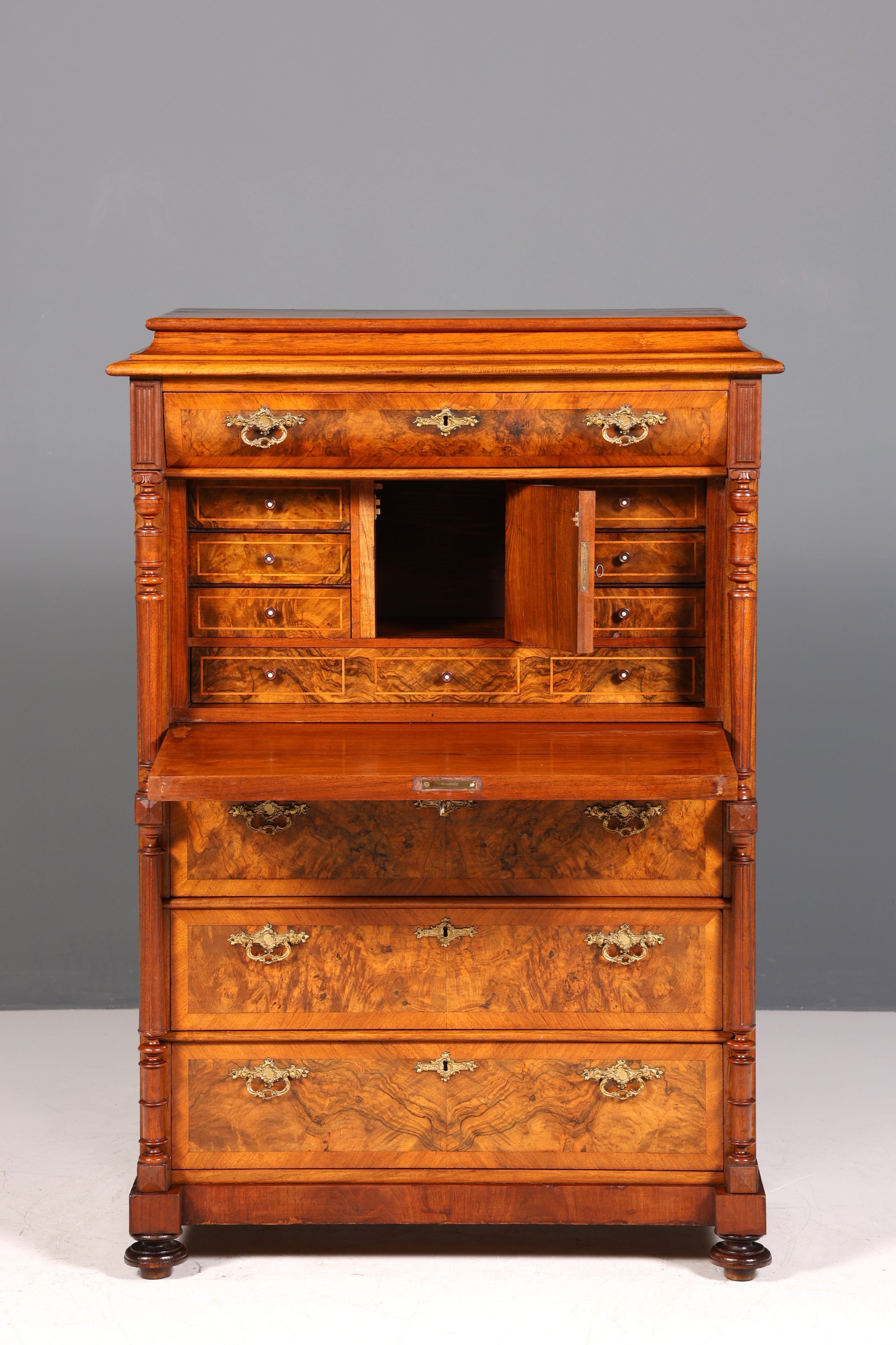 Beau secrétaire Gründerzeit, buffet haut vertiko, commode Louis Philippe, vers 1880