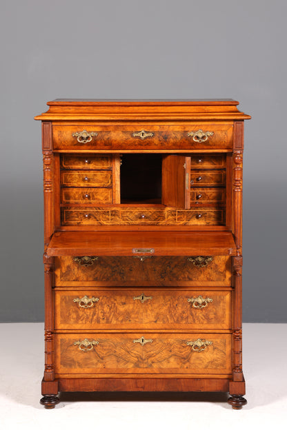 Beau secrétaire Gründerzeit, buffet haut vertiko, commode Louis Philippe, vers 1880