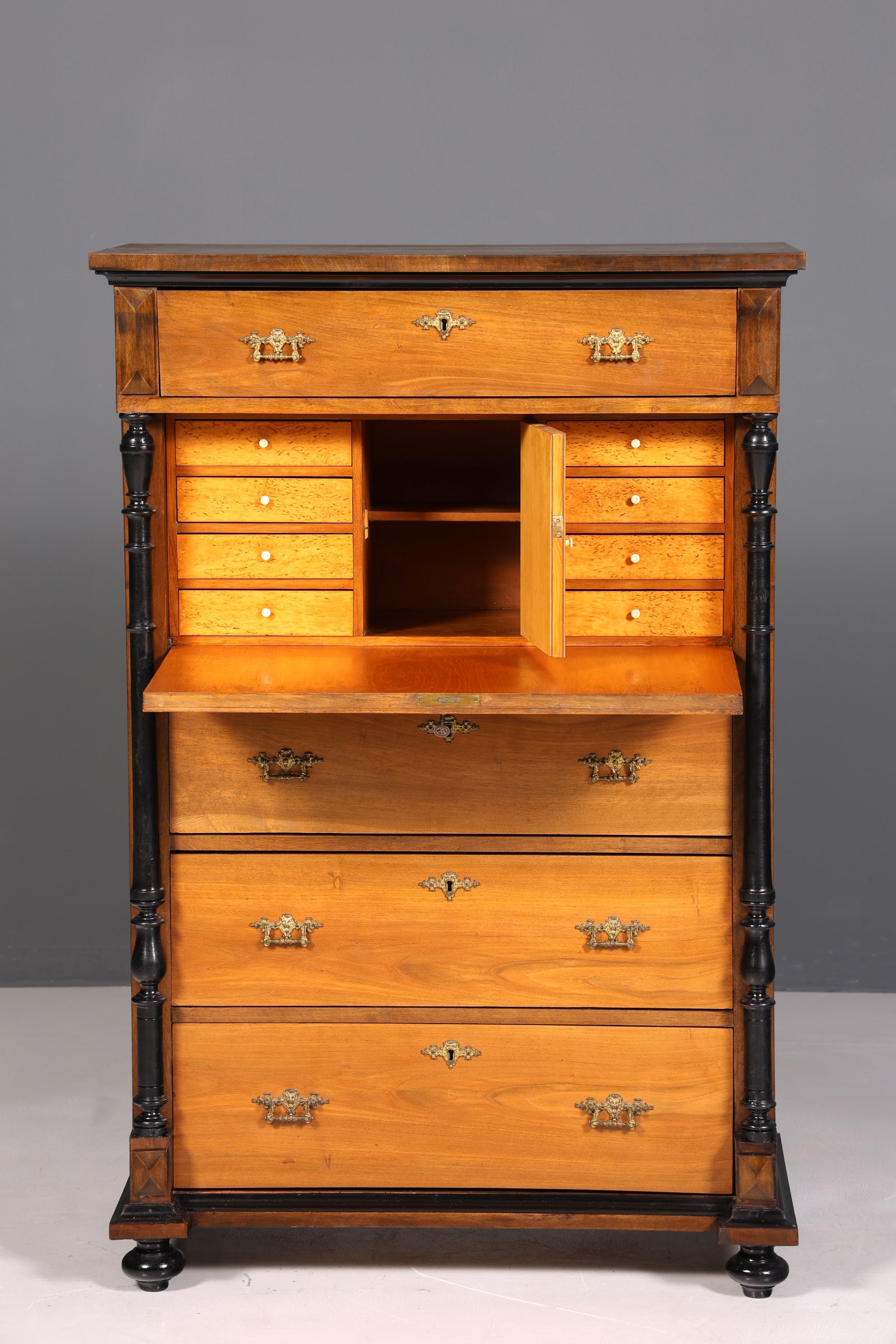 Secrétaire onirique Gründerzeit, vertiko, buffet haut, commode Louis Philippe vers 1880