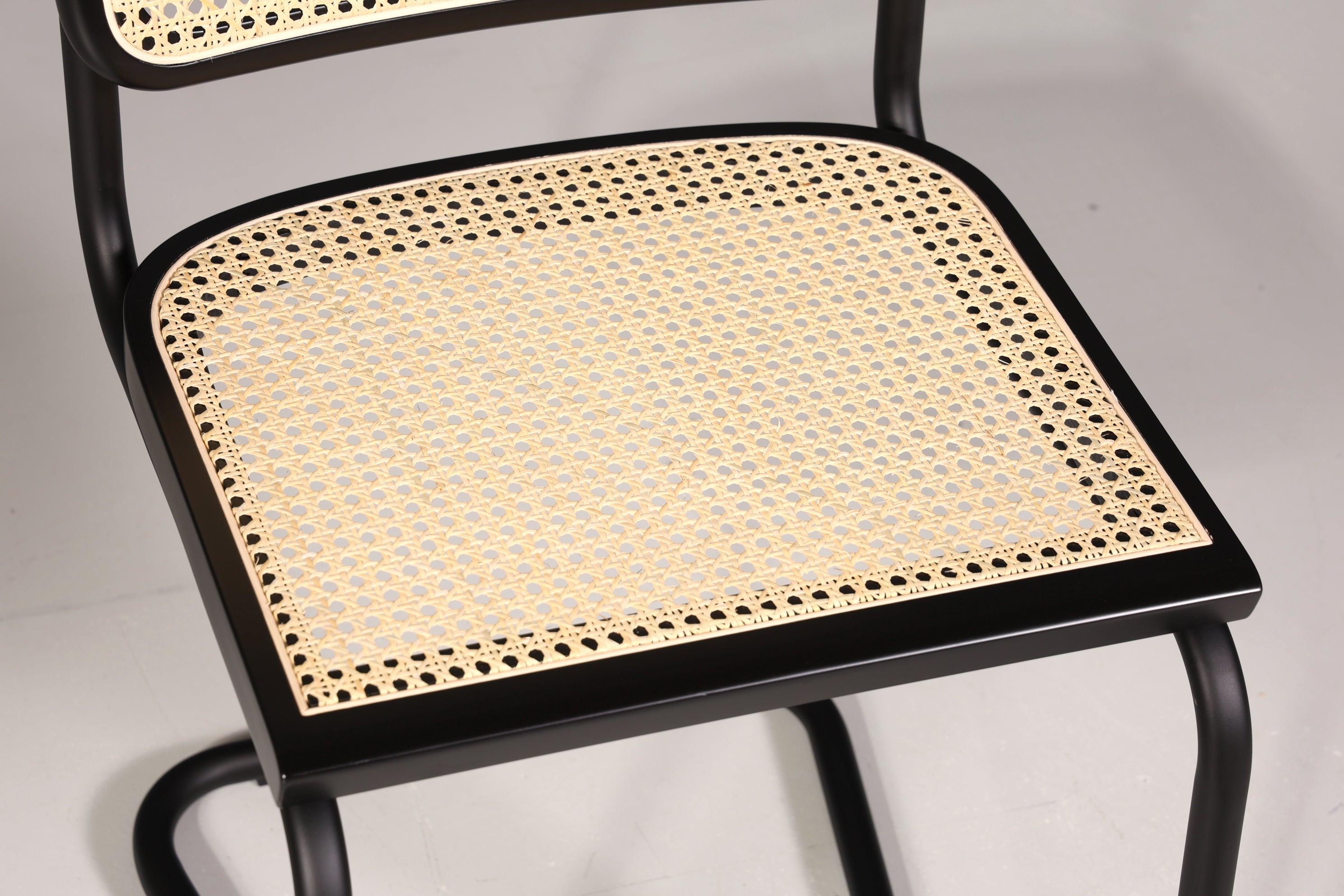 Freischwinger Stuhl "Milano" Made in Italy Schwarz Korbgeflecht Stuhl Wippstuhl Wiener Geflecht Küchenstuhl Sekretär Stuhl