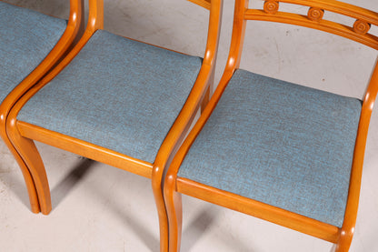 Edles 4er-Set Englische Esszimmerstühle Dining Chairs Antik 60er Jahre Küchenstühle Stuhlset neu bezogen