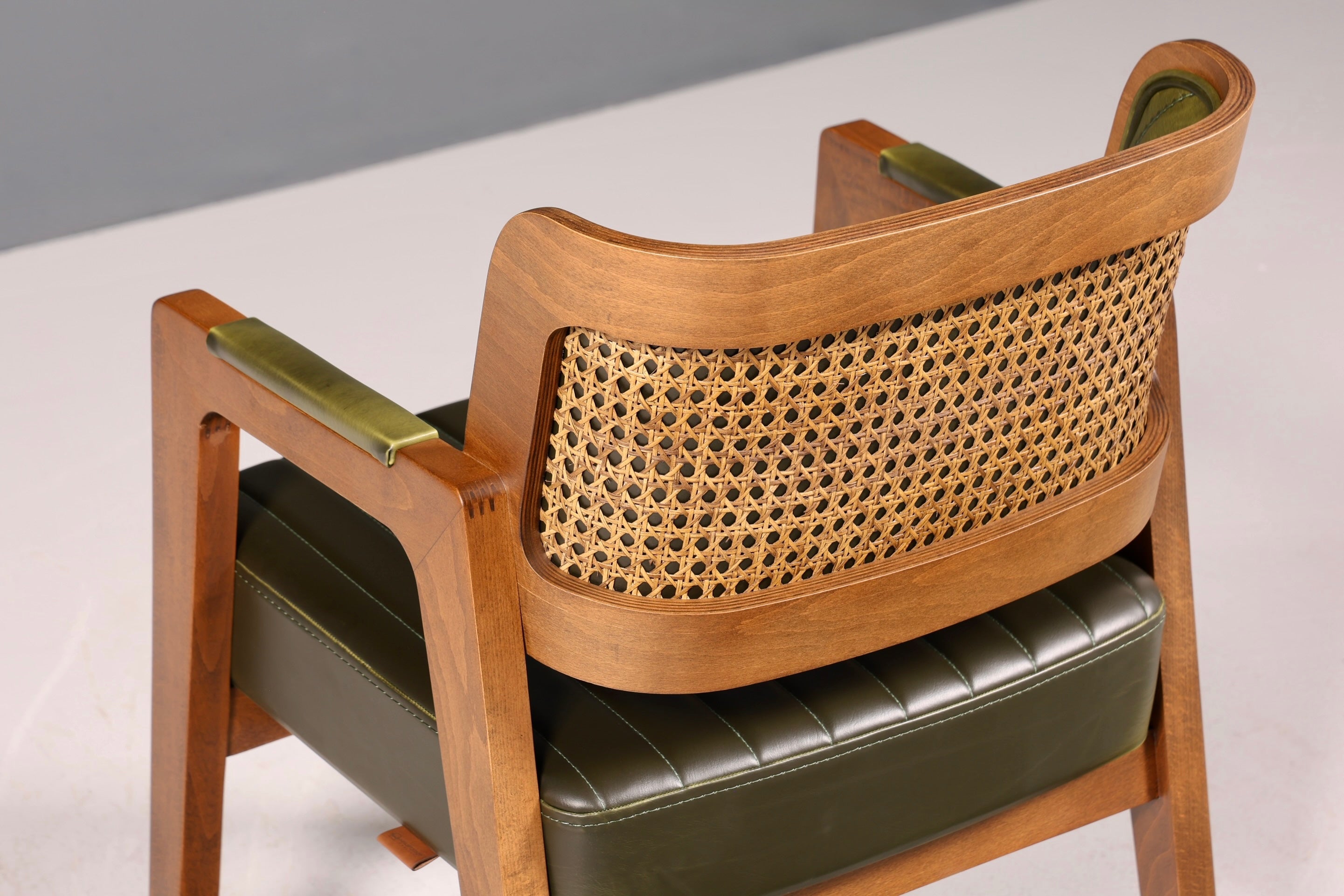 Noble armchair "Lima" dining room chair with wickerwork in green kitchen chair armchair