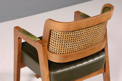 Noble armchair "Lima" dining room chair with wickerwork in green kitchen chair armchair