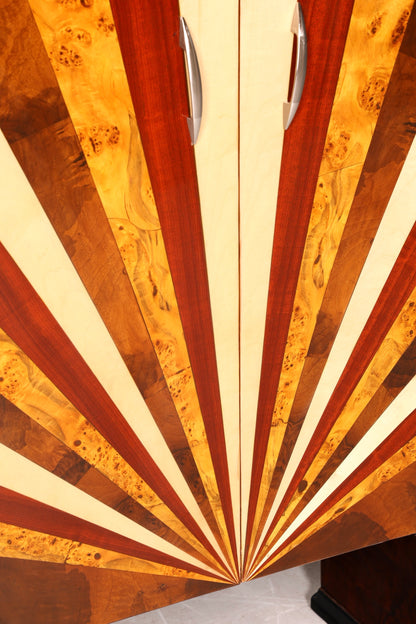 Traumhafter Art Deco Design Schrank Highboard Kommode Vertiko Sun Wäscheschrank Dielenschrank