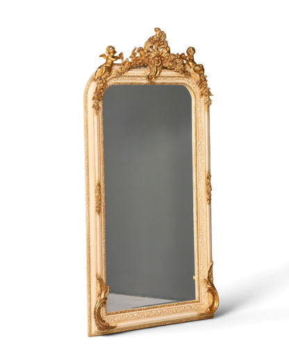 Stilvoller Prunk Barock Stil Standspiegel Antik Stil Gold Creme Ornament Flurspiegel Spiegel Wandspiegel