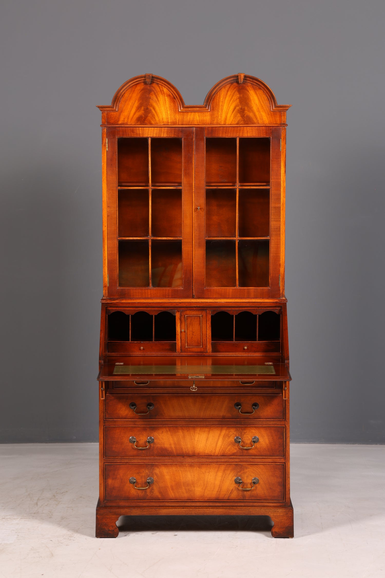 Wunderschöner Englischer Aufsatzsekretär Sekretär Bücherschrank Vitrine Mahagoni Antik Büro Schreibschrank UK