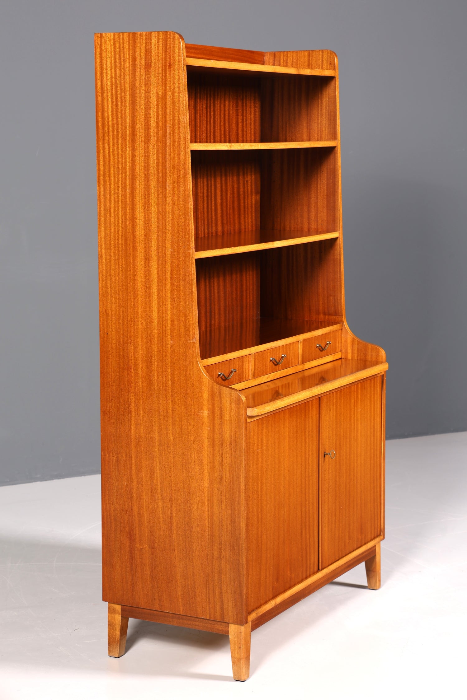 Wunderschöner Mid Century Schrank Bücherregal Vintage Sekretär Highboard Holz Regal