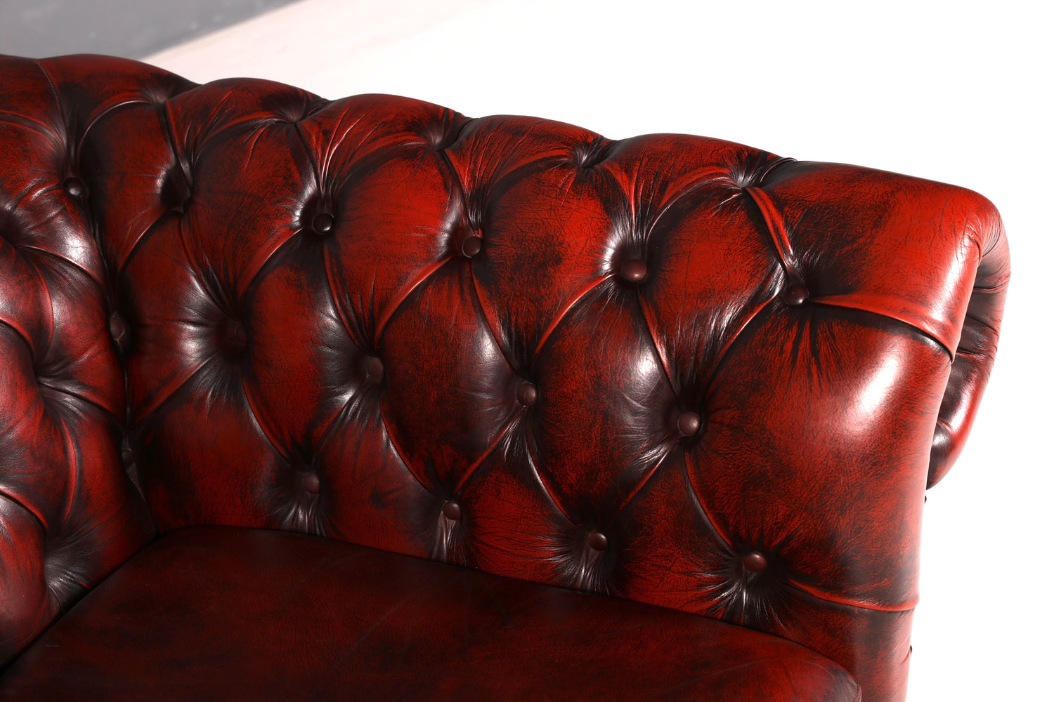 Stylish Original Chesterfield Armchair Oxblood Genuine Leather English Armchair Gentleman&