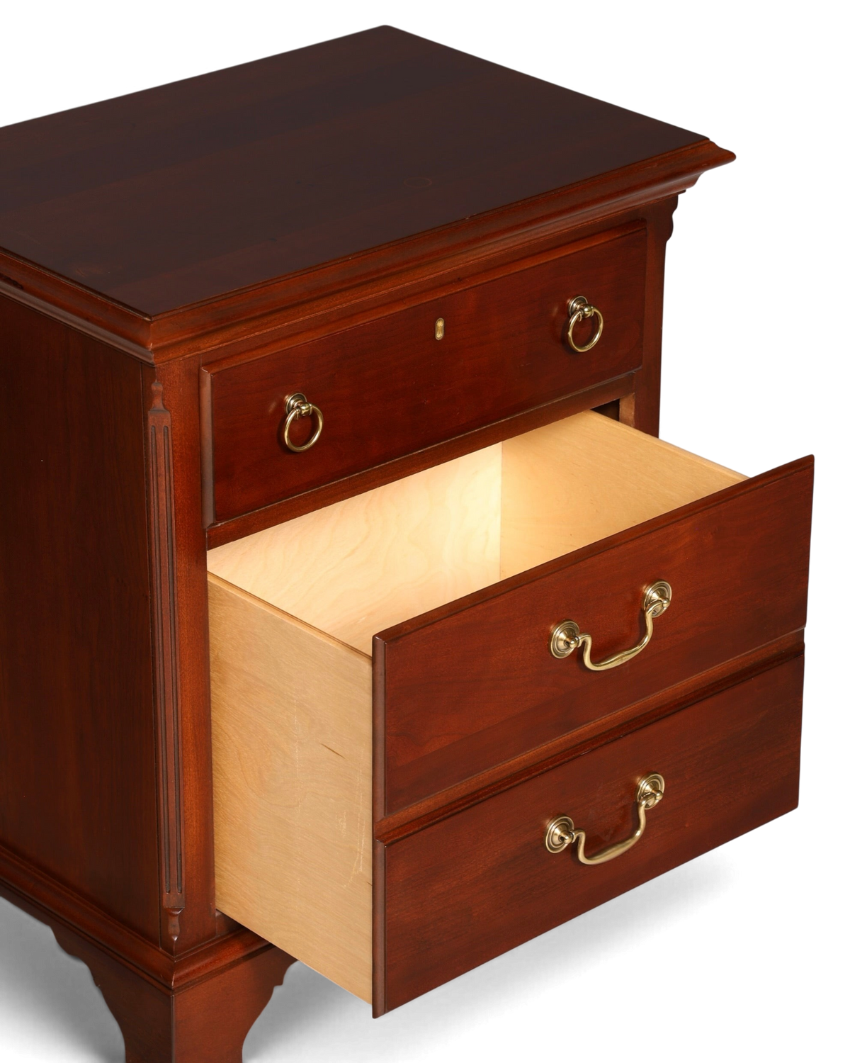 Hauptstadt Möblerei Drexel Heritage Kommode aus massivem dunklem Holz mit zwei Schubladen im klassischen Antik-Stil