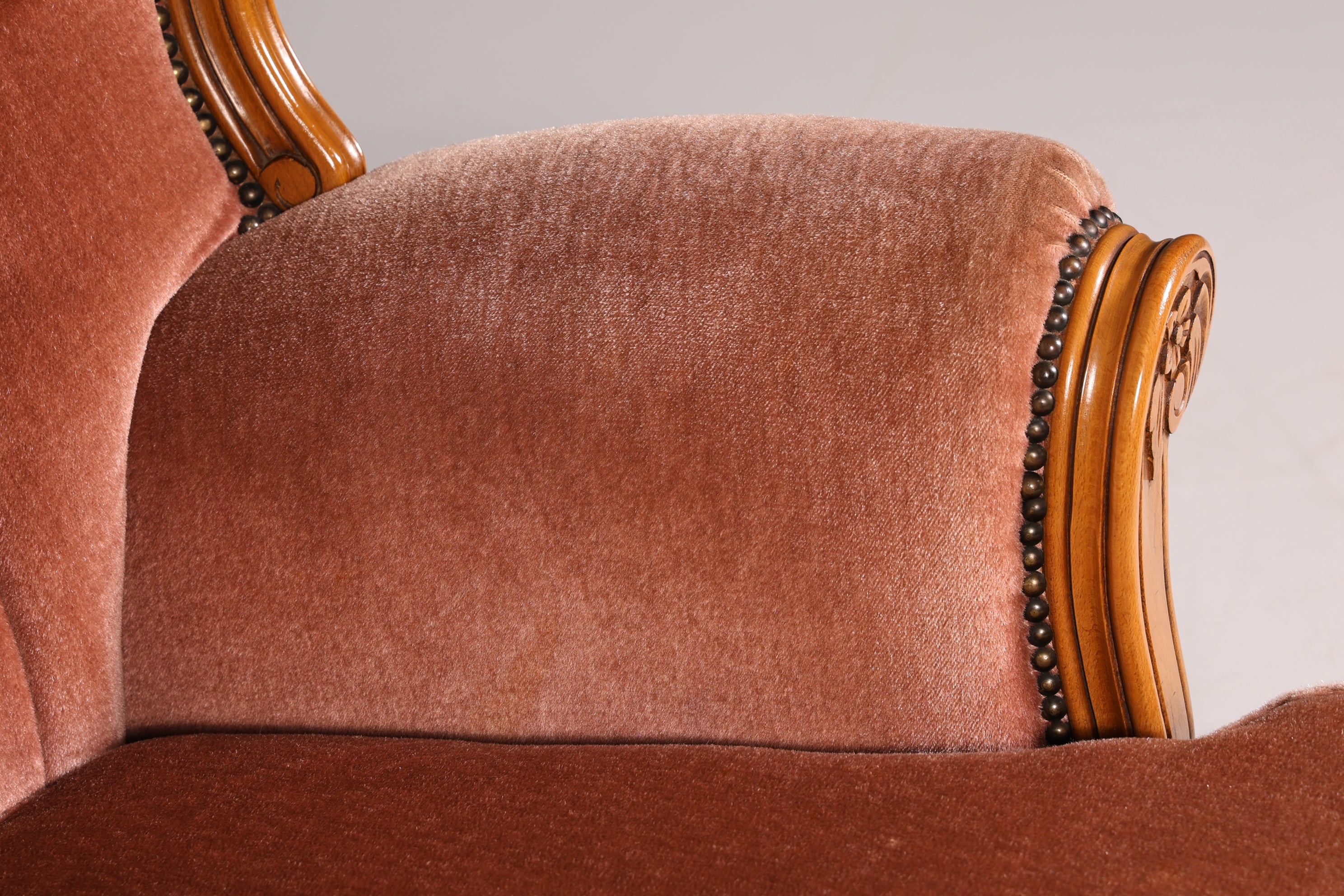 Noble Chippendale Armchair Baroque Style Velvet Fabric Armchair Rococo Antique 2 of 4