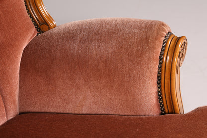 Noble Chippendale Armchair Baroque Style Velvet Fabric Armchair Rococo Antique 2 of 4