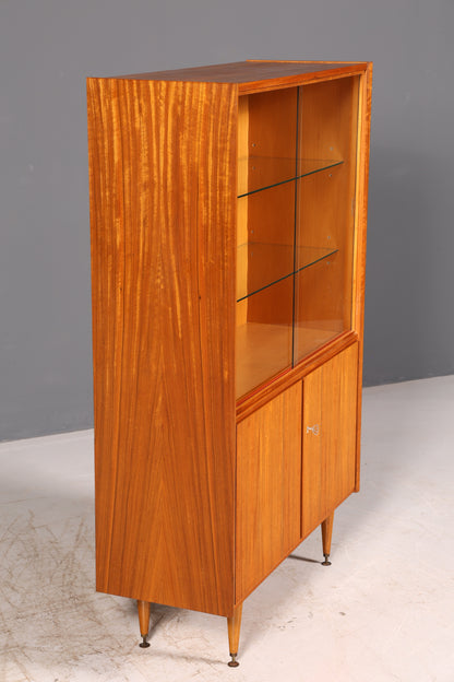 Wunderschöne Mid Century Vitrine Bücherschrank Vintage Glasvitrine Highboard Schrank 60er echt Holz