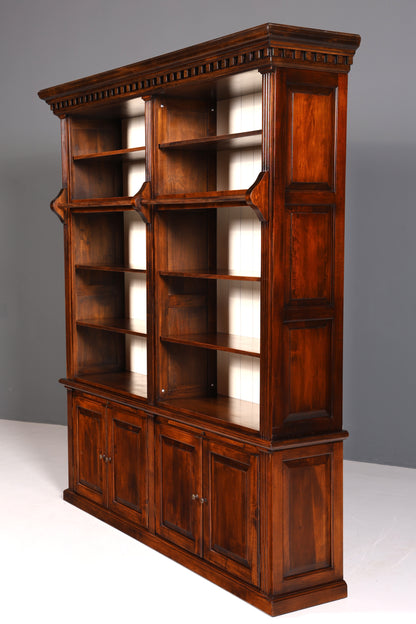 Traumhaftes massiv Holz Regal mit Leiter Kolonial Schrank Antik Stil Bücherregal Kommode Bibliothek