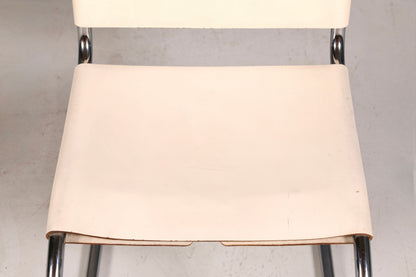 Edler Original Knoll International Freischwinger Stuhl MR Chair Mies van der Rohe Chrom Leder Weiß Bauhaus Designklassiker Sekretär Stuhl Esszimmer Stuhl 2 von 2