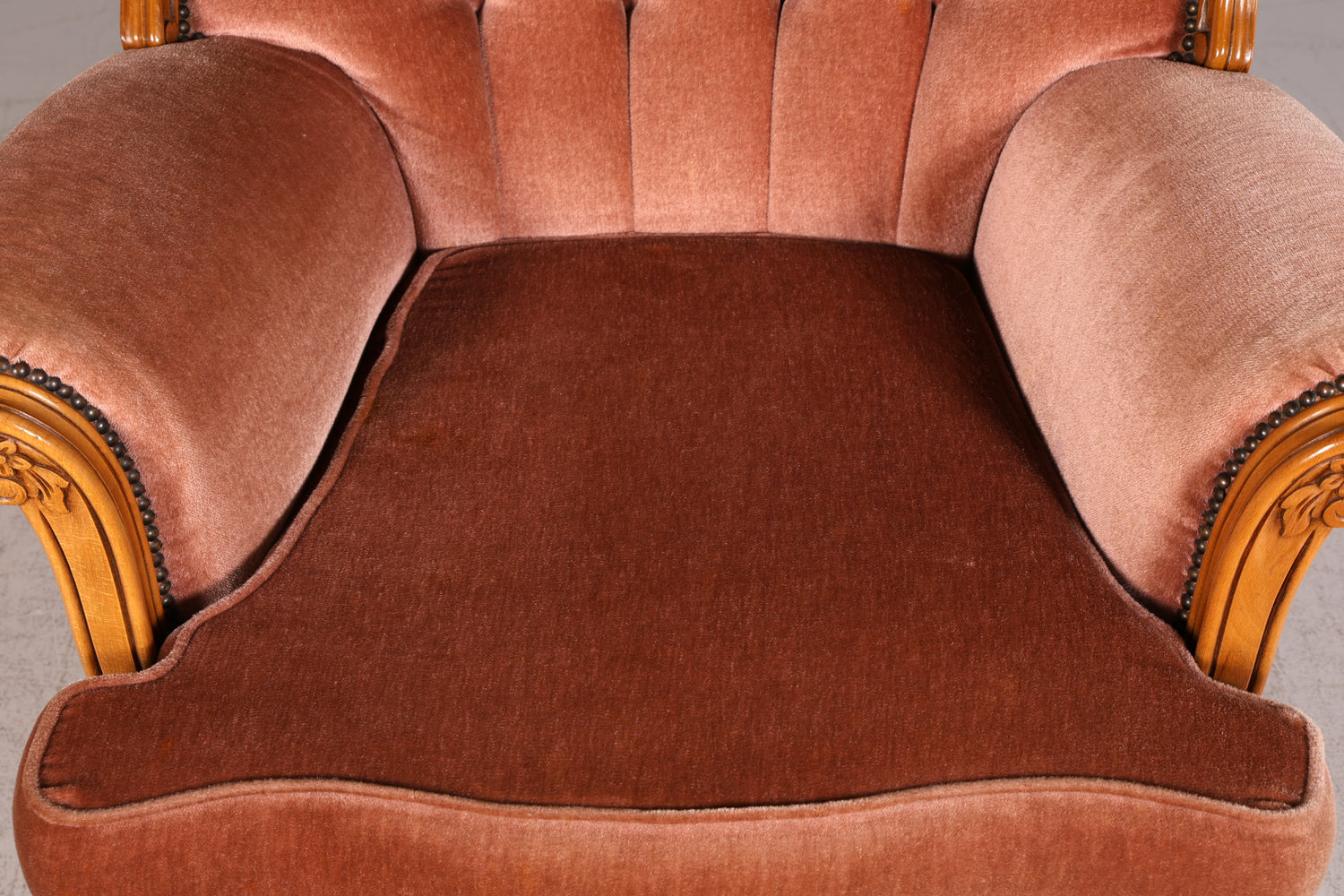 Noble Chippendale Armchair Baroque Style Velvet Fabric Armchair Rococo Antique 2 of 4