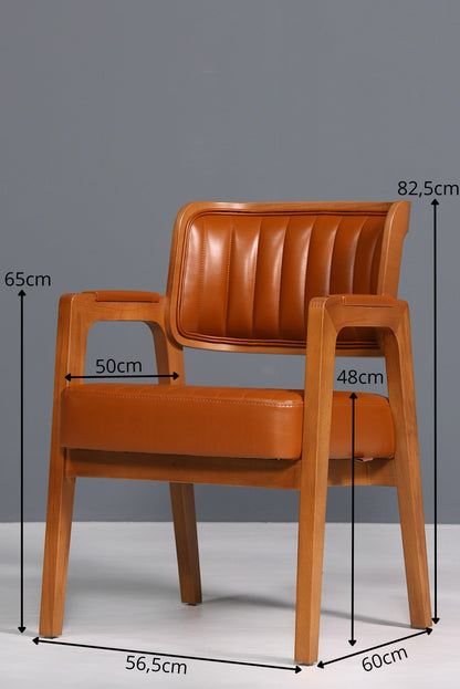 Edler Armlehnstuhl "LIMA" Cognac Esszimmerstuhl mit Korbgeflecht Polsterstuhl Armlehnstuhl Sekretär Stuhl