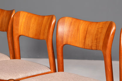 4x Edle Mid Century Stühle der Marke Niels Koefoed Koefoeds Hornslet Modell 177 Teak Stuhlset Danish Design Esszimmerstühle Küchenstühle
