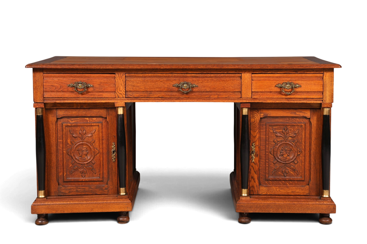 Traumhafter Gründerzeit Schreibtisch Jugendstil Bürotisch echt Holz Antik Office Desk