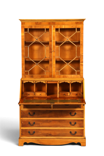 G011 Finish cm, Stilvoller Englischer Sekretär Büro Aufsatzsekretär Eibe Antik Stil Vitrinen Schrank UK