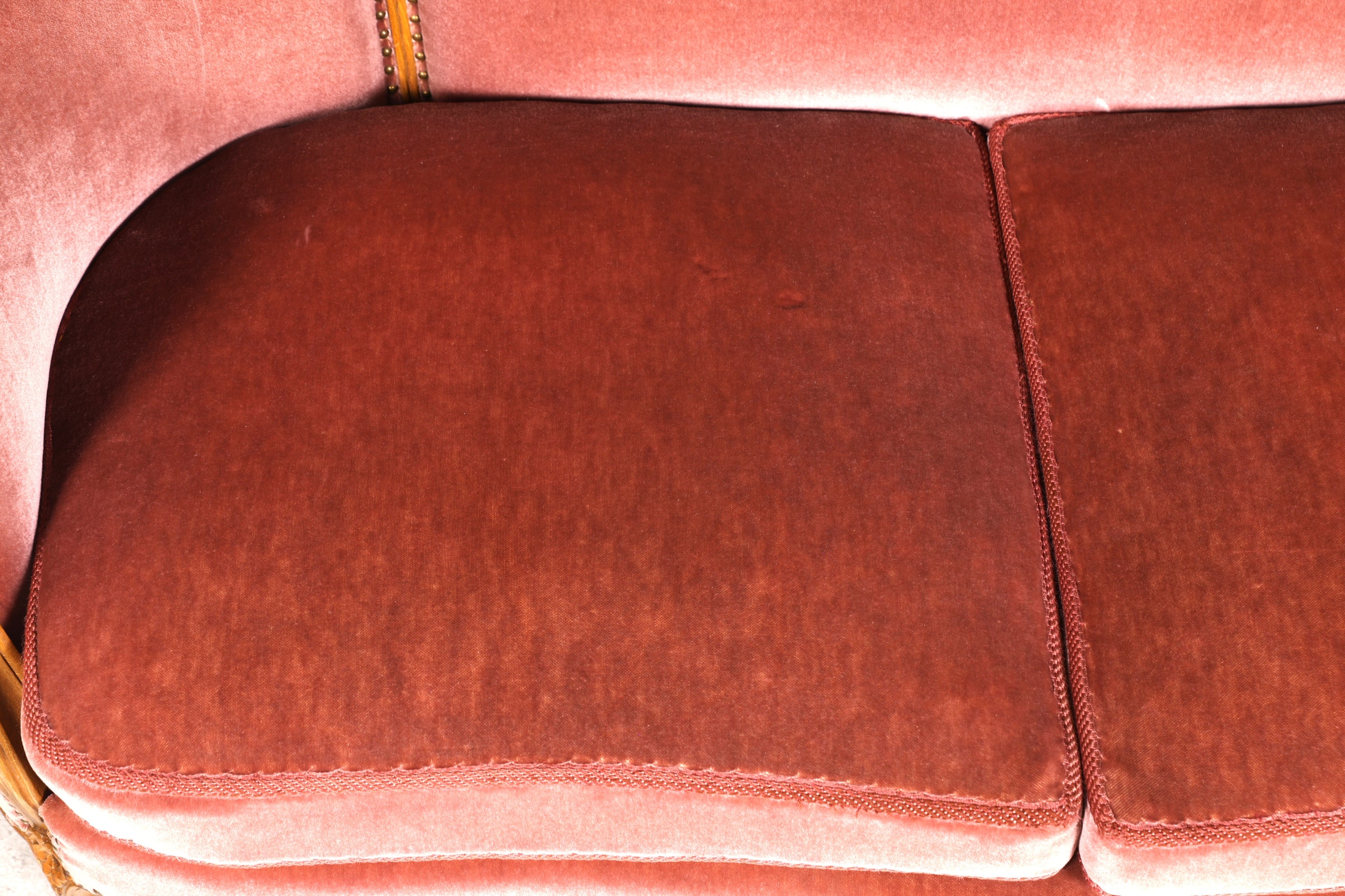 Magnifique canapé Chippendale, canapé de style baroque, tissu velours, méridienne 2 places