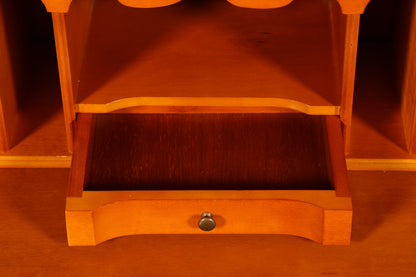 Secrétaire anglais élégant original Heldense, secrétaire à poser en if, vitrine antique des années 60, armoire de bureau UK