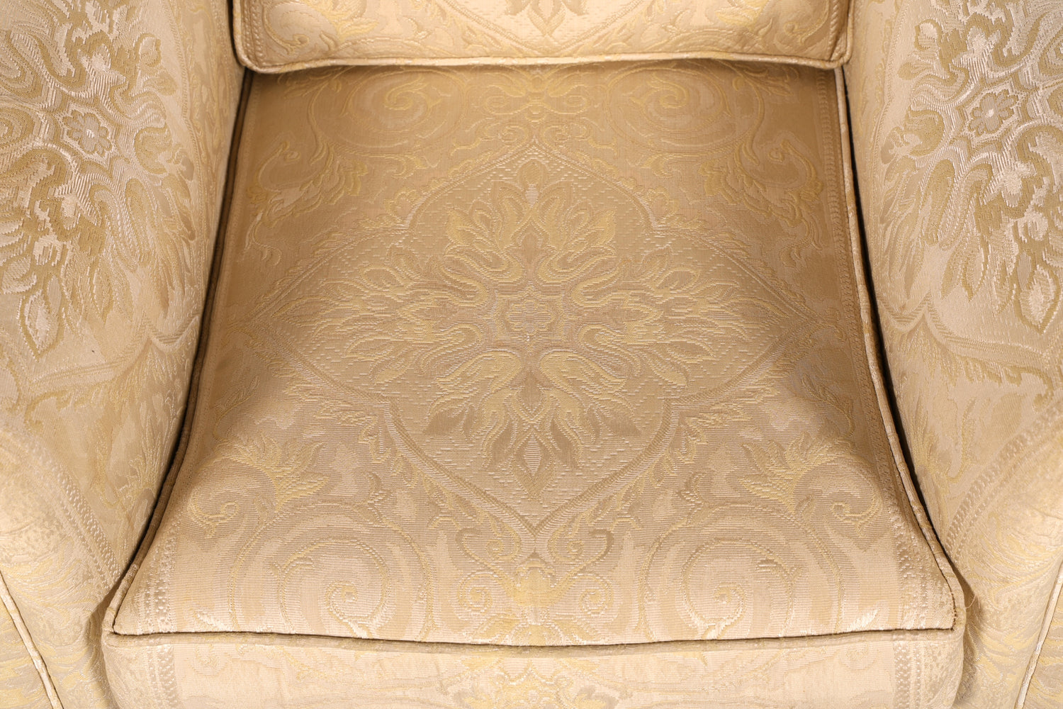 Wunderschöner Englischer Sessel Creme Gold Stoff Clubsessel Armlehnsessel Landhaus Loungesessel Vintage